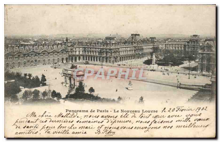 Paris CPA panorama Le nouveau Louvre