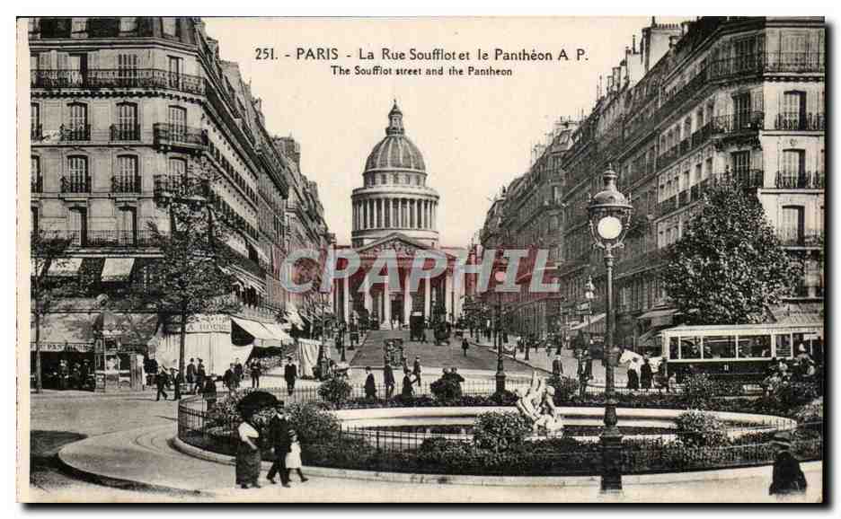 Paris CPA rue Soufflot et le Pantheon