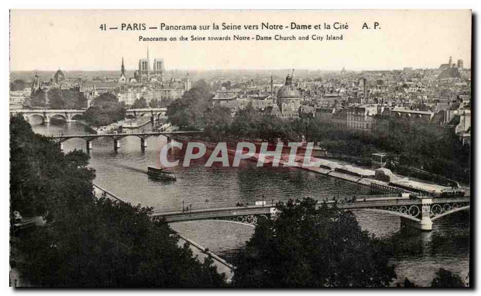 Paris CPA Panorama sur la SEine et la Cite