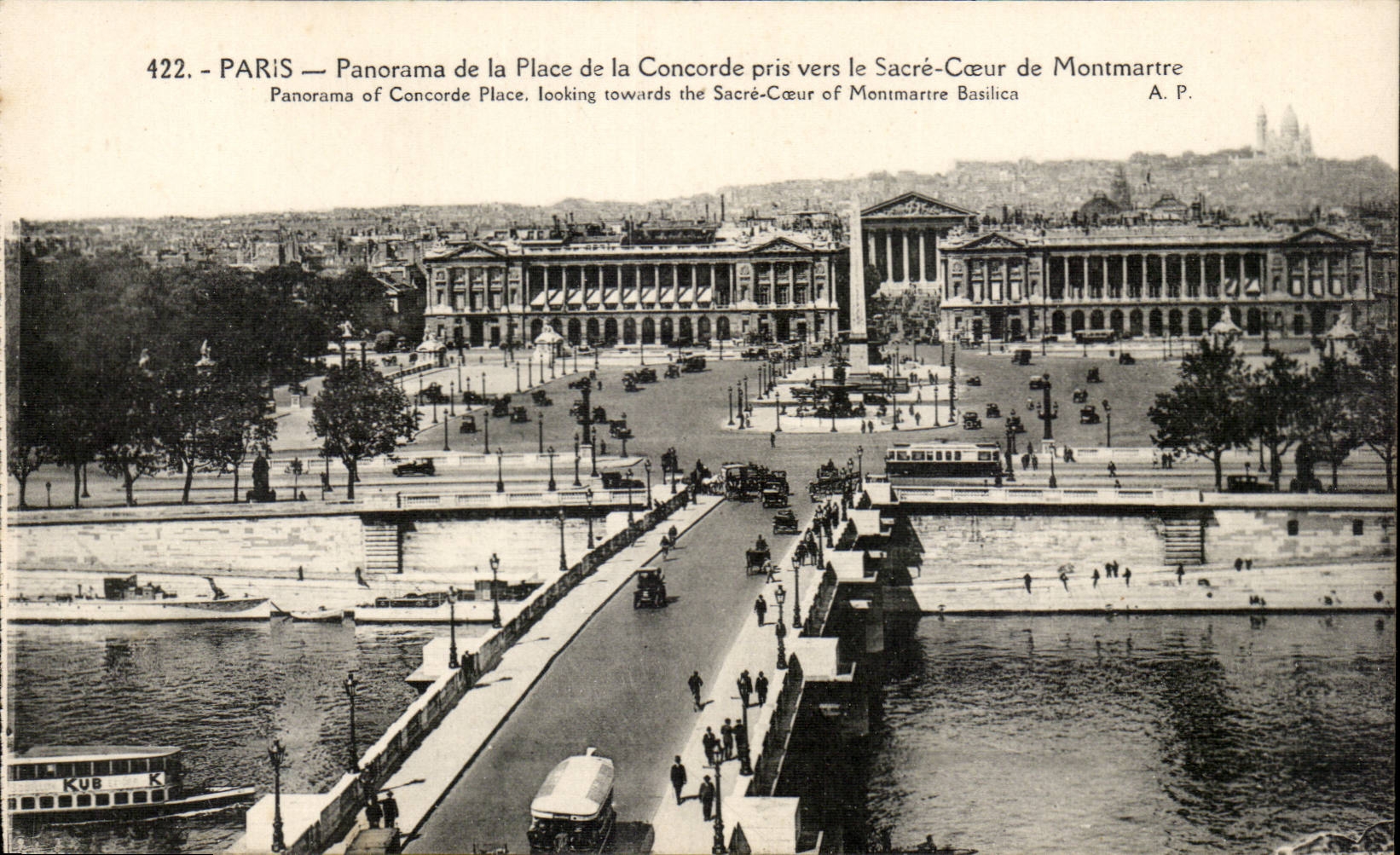 Paris CPA Panorama de la place de la Concorde pris vers le SAcre Coeur de Montmartre