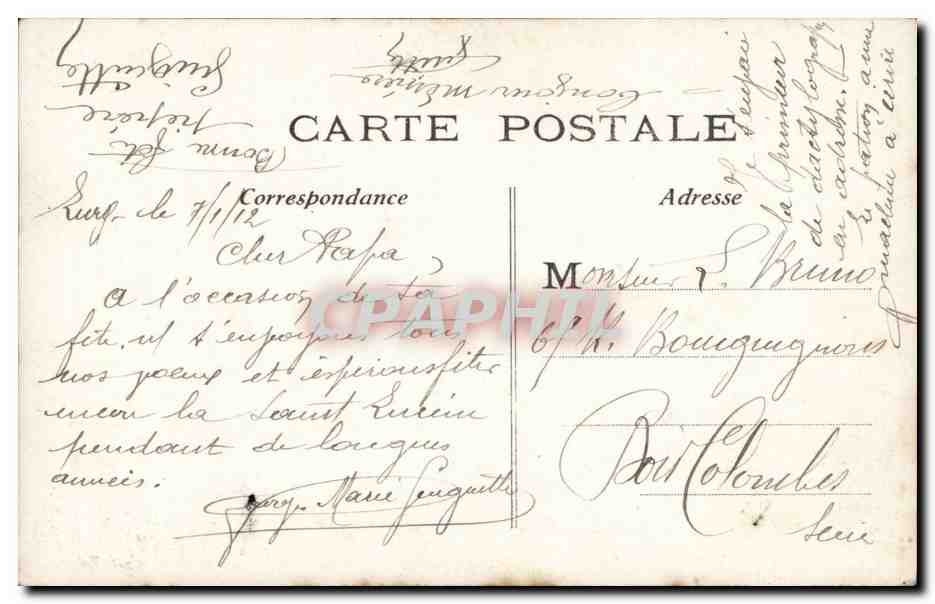 Jeune femme en chapeau — carte postale colorisée — éditée par Faiguette & Fery — Verso