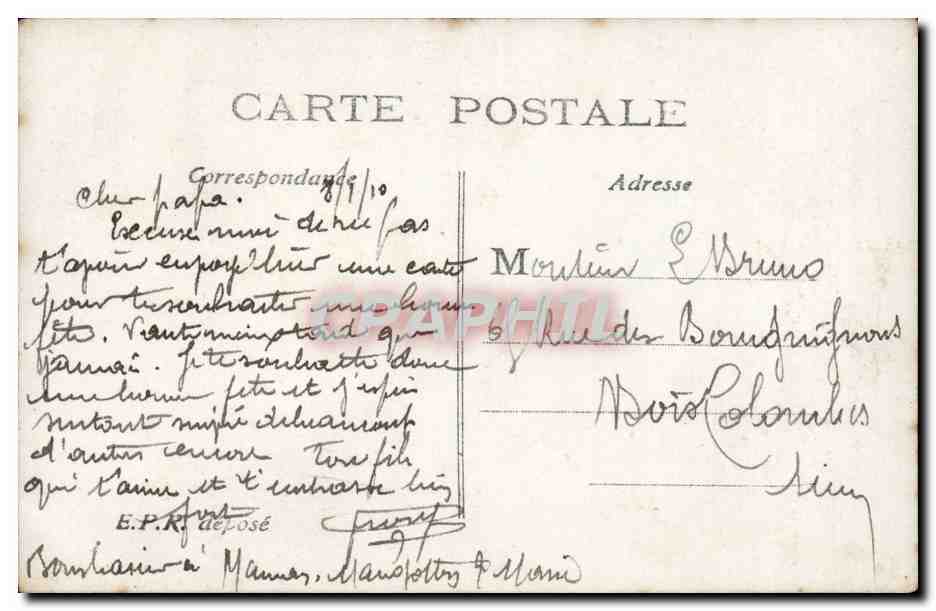 CPA Fantaisie Enfant Garcon — Verso