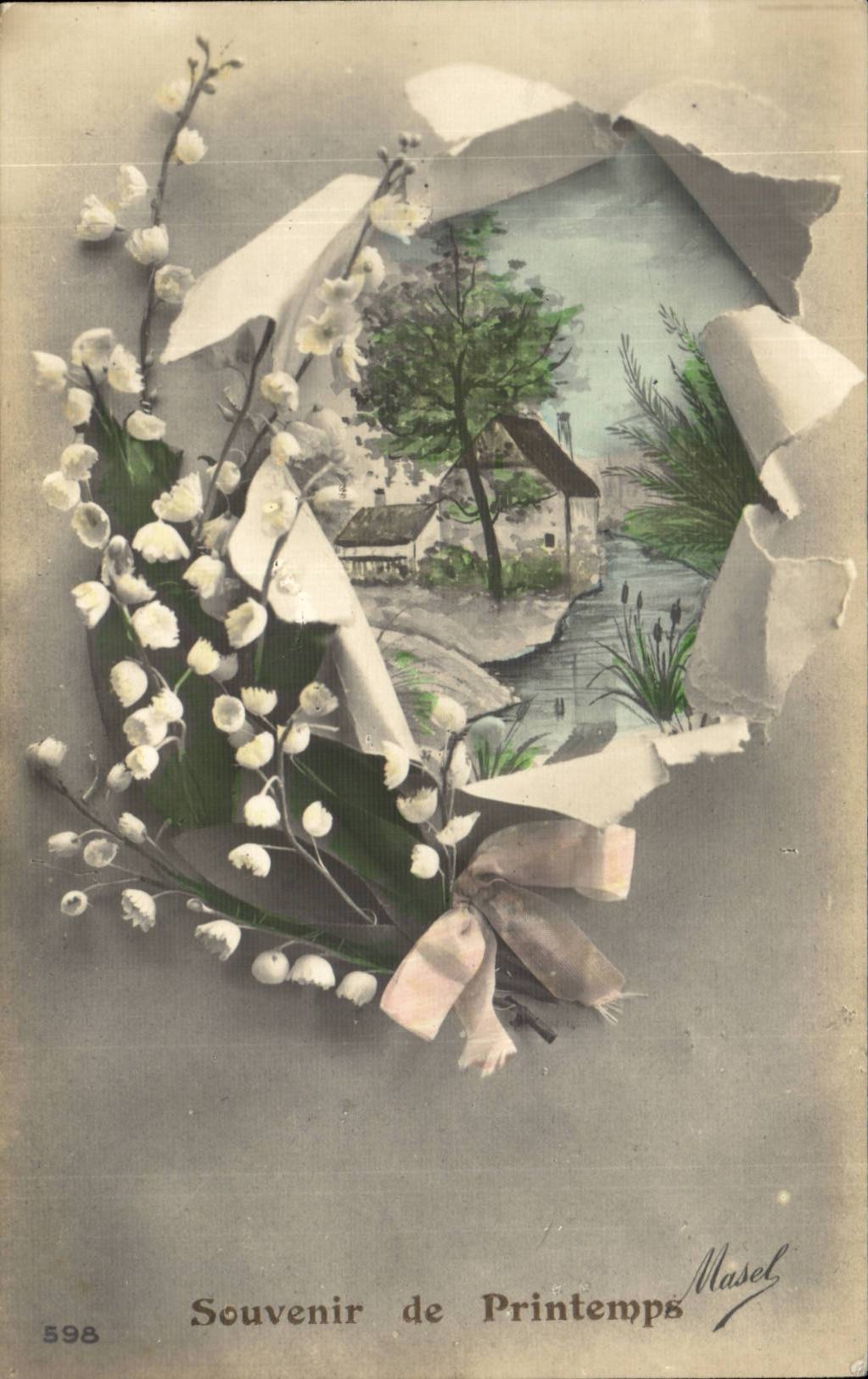 CPA Fantaisie Souvenir de printemps