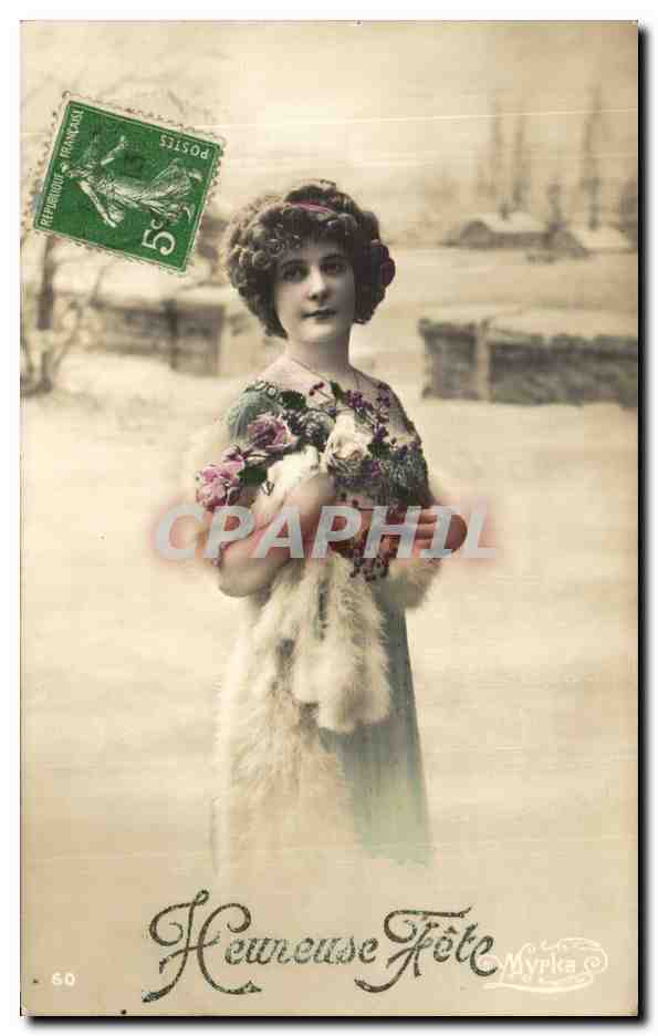 Jeune femme en fourrure — carte postale de Myrka — n°60