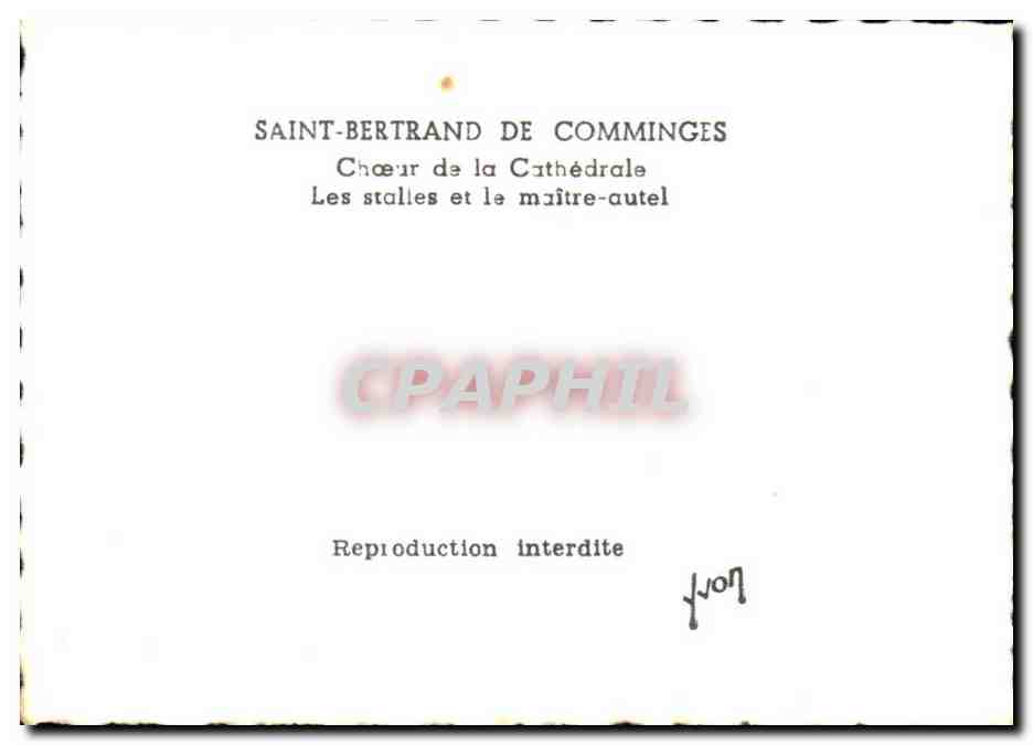 Saint Bertrand de Comminges CPA Coeur de la cathedrale Les stalles et le maitre autel — Verso