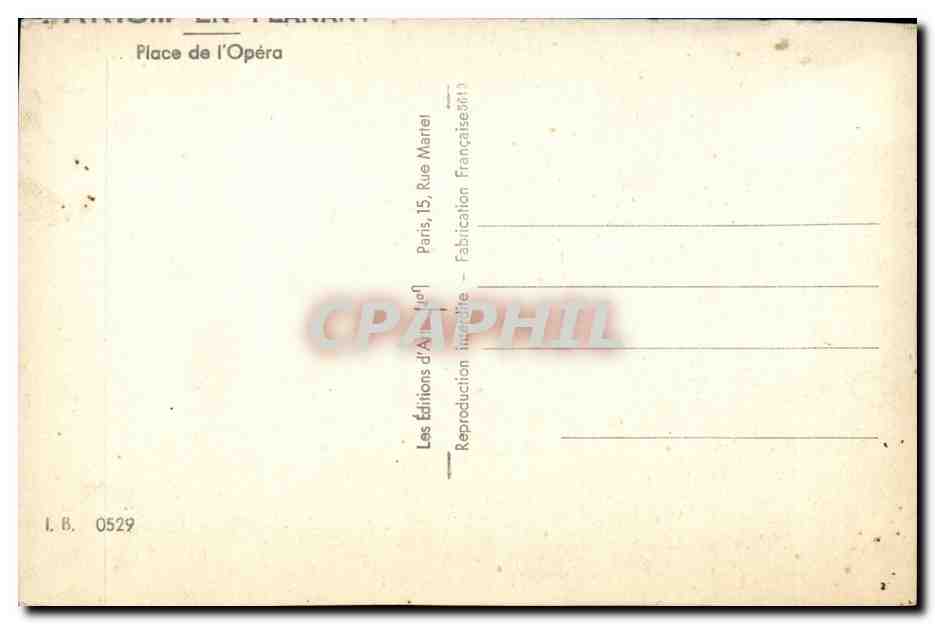 CPA Paris L'opera — Rückseite