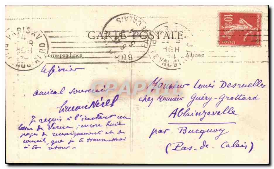 CPA Paris Tour Saint Jacques — Verso
