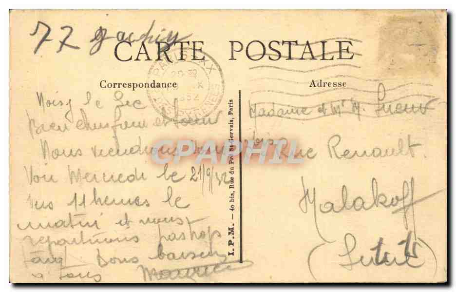 CPA Paris La porte et le boulevard St Denis — Verso