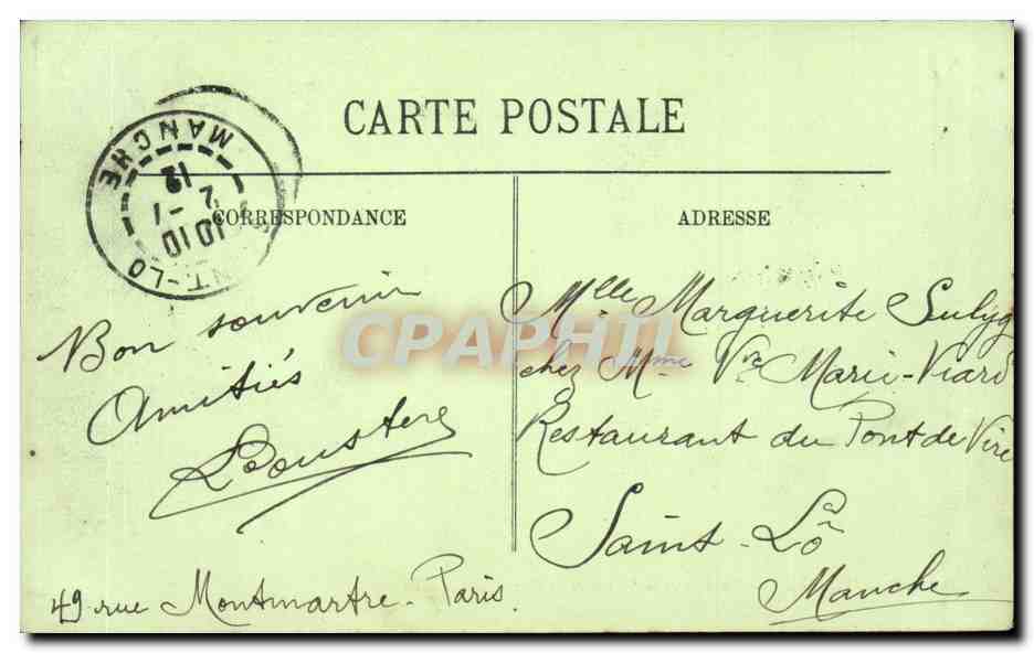 CPA Paris La rue Turbigo et la statue de la Republique — Rückseite