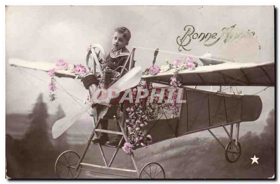 CPA Fantaiise Enfant Avion Aeroplane