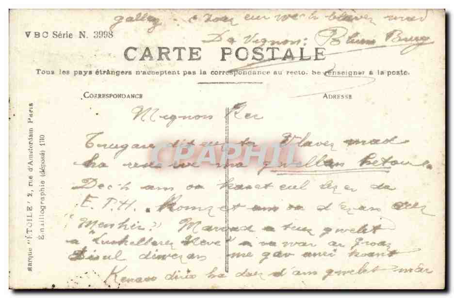 CPA Fantaiise Enfant Avion Aeroplane — Rückseite