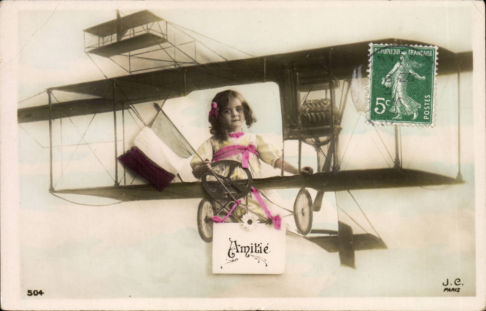 CPA Fantaisie Enfant Avion Aeroplane