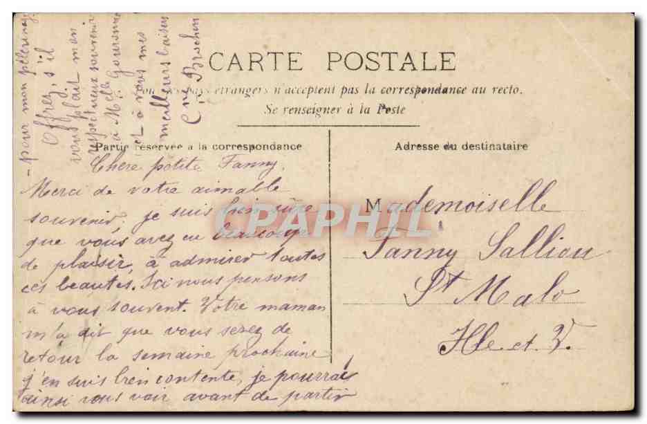 CPA Fantaisie Enfant Avion Aeroplane — Rückseite