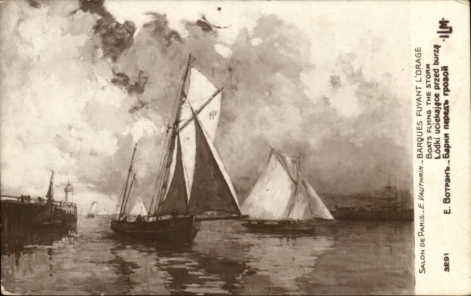CPA Salon de Paris Vauthrin Barques fuyant l'orage