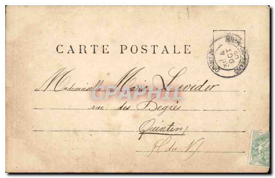 Jeune femme et homme en costume de clown — scène de rue — D.P. (éditeur) n° 14 — Reverso