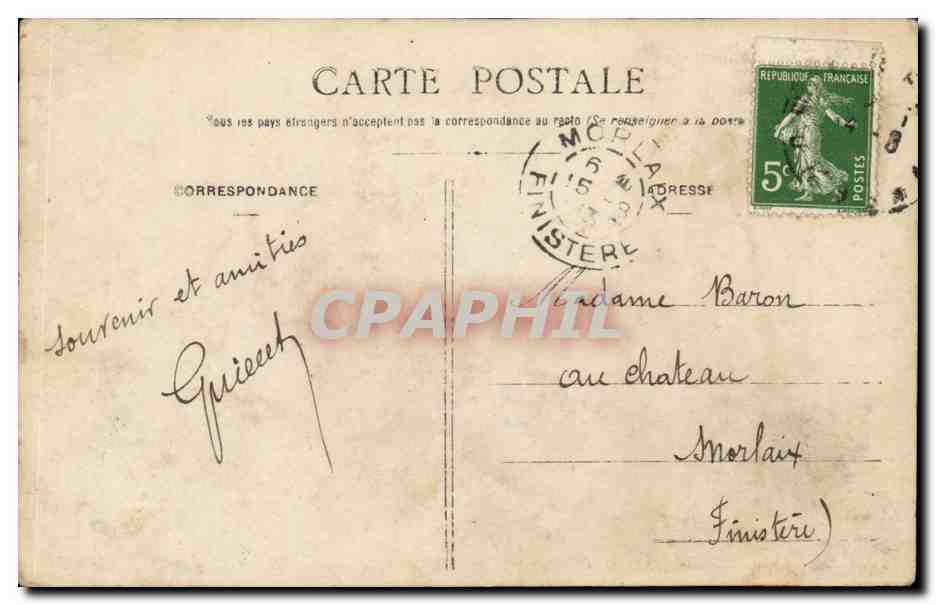 CPA Fantaisie Homme Avion Aeroplane Coetquidan 1915 Militaria — Rückseite