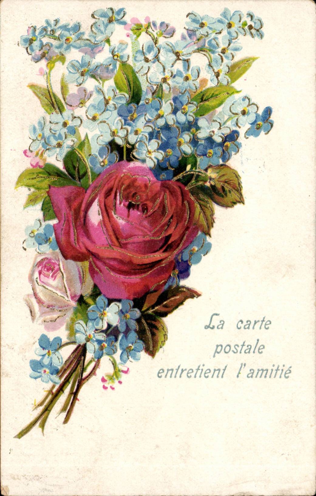 CPA Fantaisie Fleurs Rose