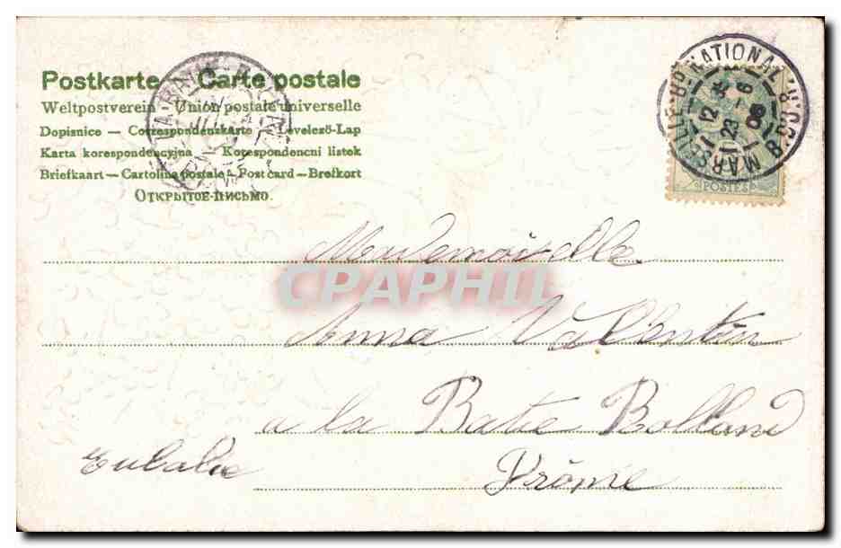 CPA Fantaisie Fleurs Rose — Rückseite