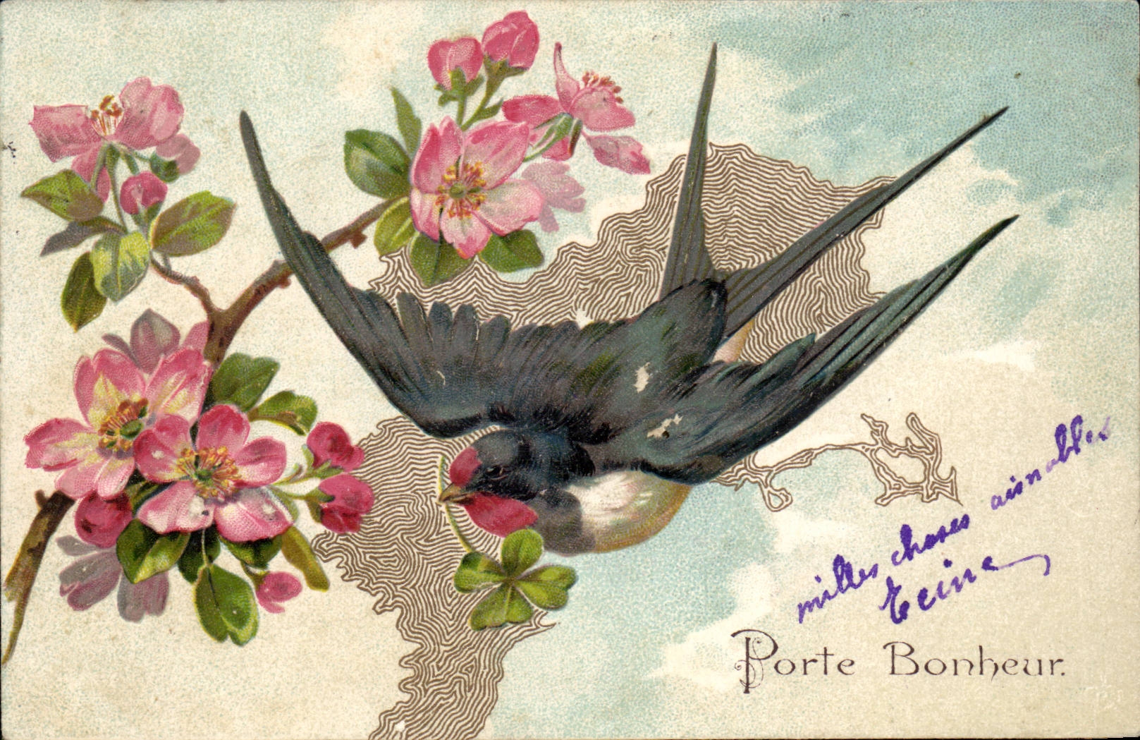 CPA Fantaisie Hirondelle Oiseau