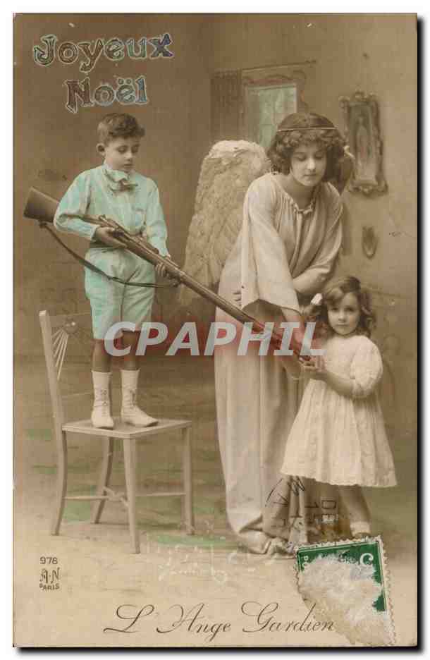 CPA FAntaisie Femme ange Angel et enfants Noel Christmas