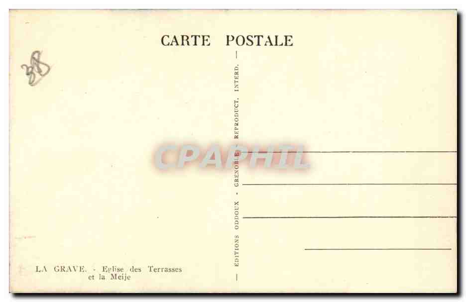 La Grave - Église des Terrasses et la Meije — Éditions Oddoux — Verso