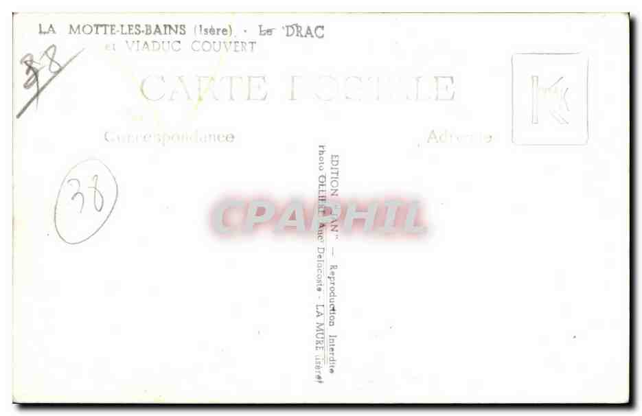 La Motte-les-Bains (Isère) — Le Drac et viaduc couvert — Édition Delaconde — Rückseite