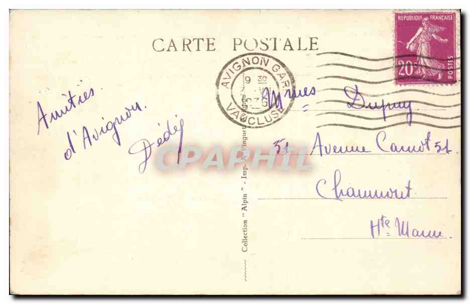 CPA Avignon Le pont St Benezet — Verso