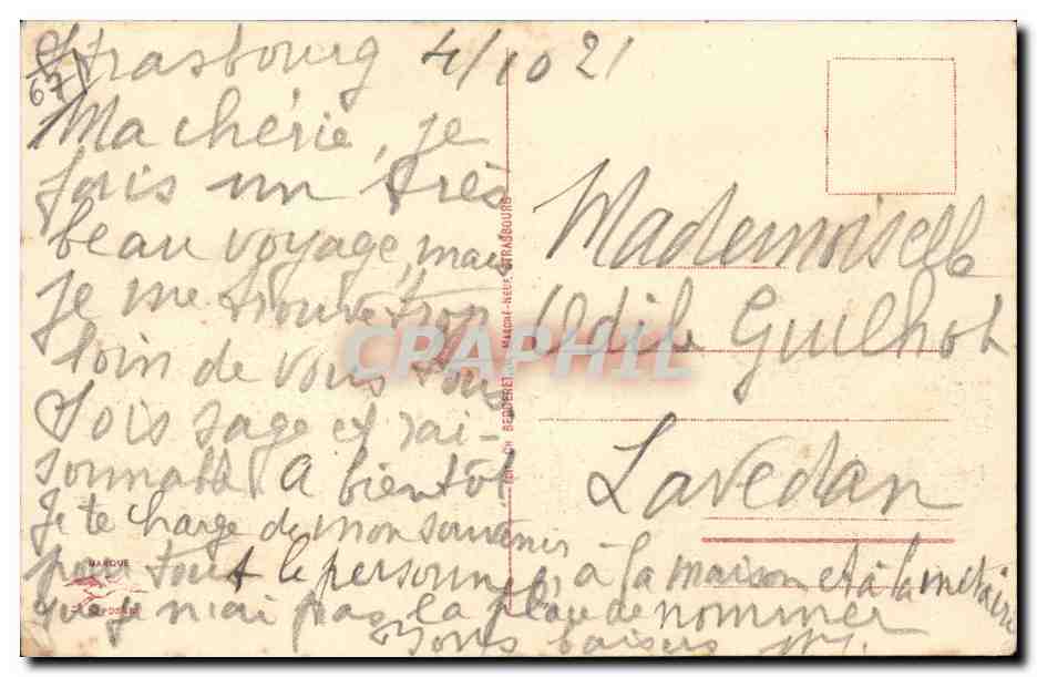 CPA Strasbourg Pont des Vosges Eglise Saint Paul et la cathedrale — Verso