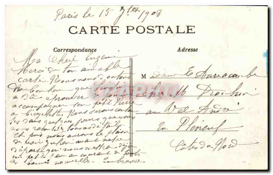 Paris CPA Porte St Martin et boulevard — Rückseite