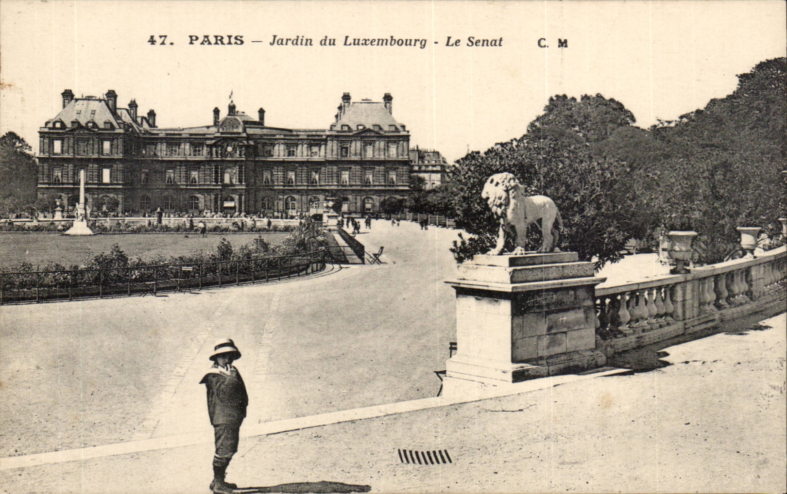 Paris CPA Jardin du Luxembourg Le Senat Lion