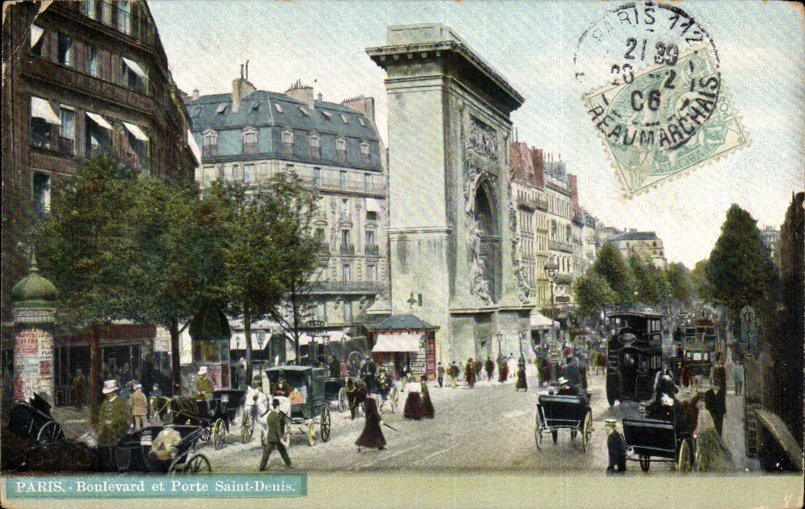 Paris CPA Boulevard et la porte St Denis 
