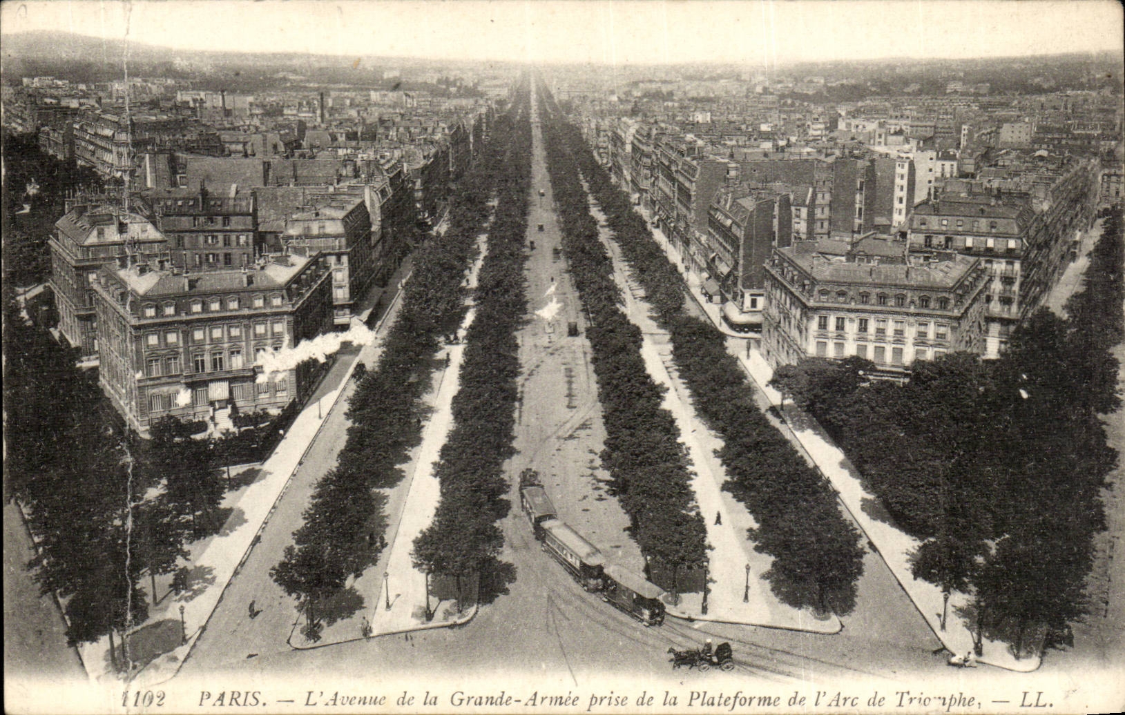 Paris CPA Avenue de la grande armee prise de la plateforme de l'arc de triomphe