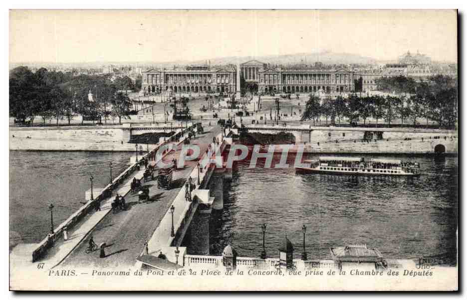 Paris CPA Panorama du pont et le aplce de la Concorde vue prise de la chambre des deputes