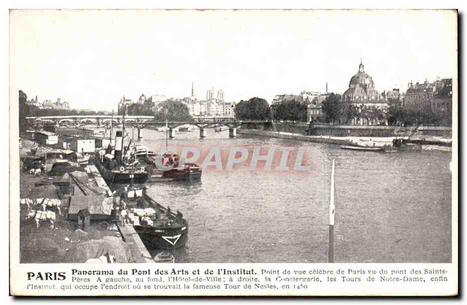 Paris CPA Panorama du pont des Arts et de l'institut