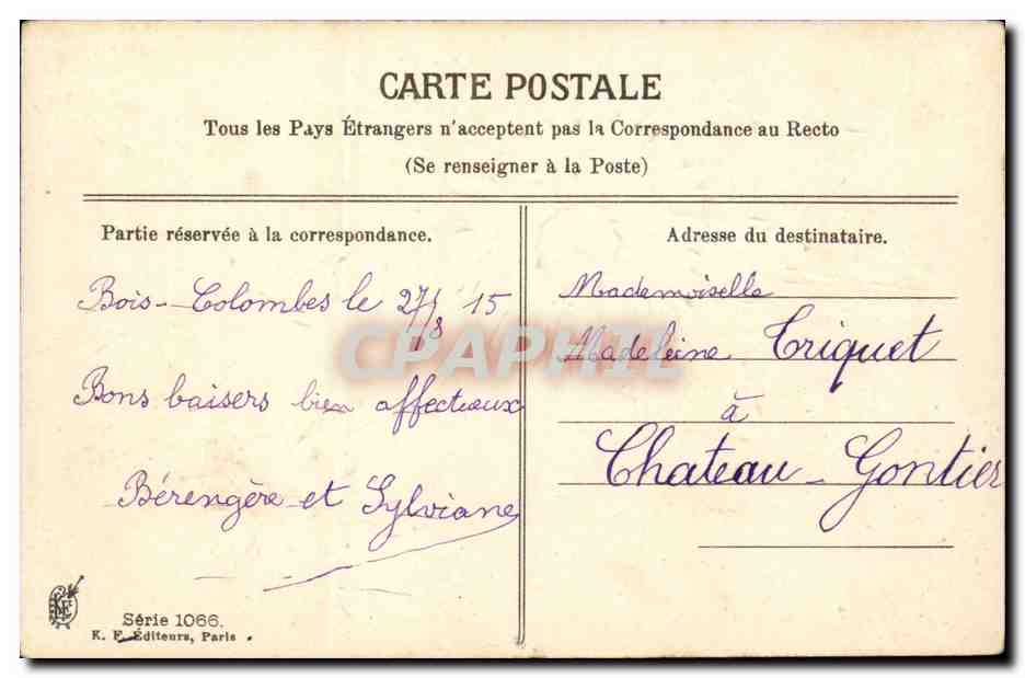 CPA FAntaisie Fleurs Souvenir affectueux — Rückseite