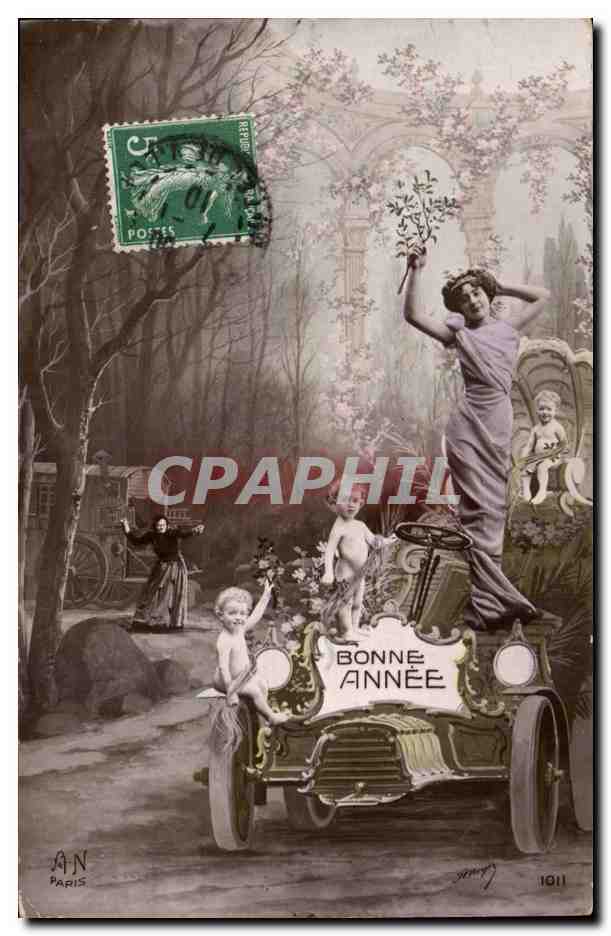 CPA Fantaisie Femme Automobile