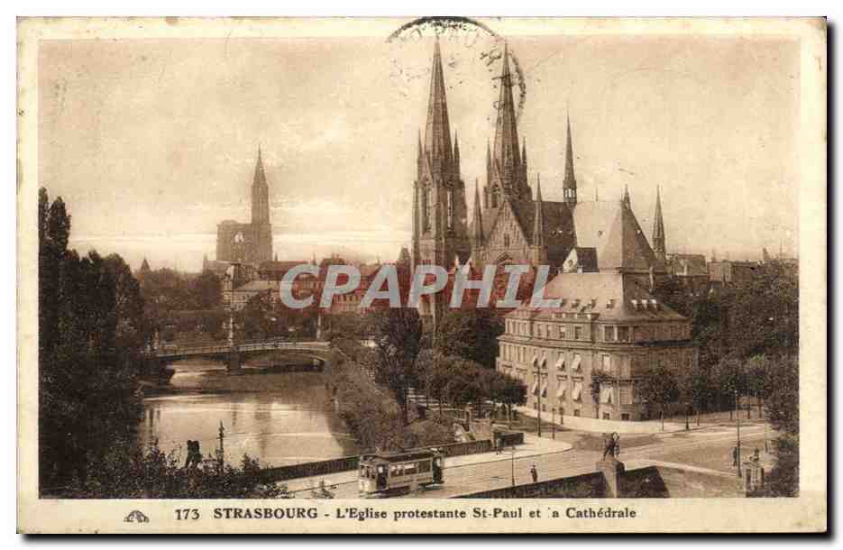 Strasbourg CPA Eglise protestante St paul et cathedrale