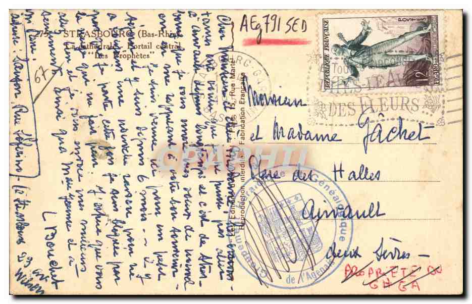 Strasbourg CPA Cathedrale Les prophetes — Verso