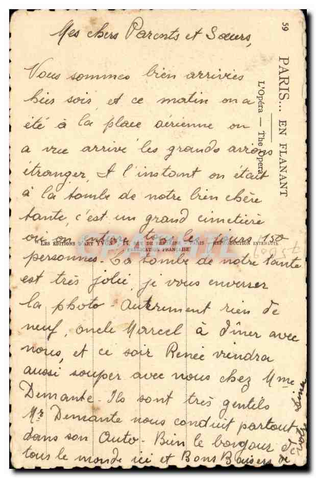 Paris CPA L'opera  — Rückseite