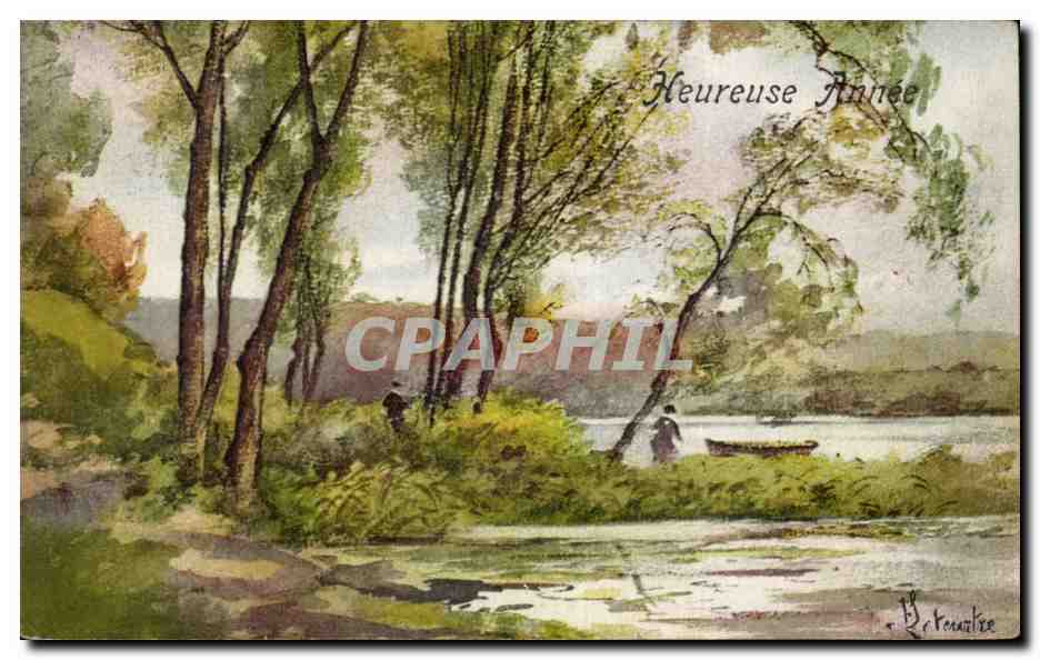 CPA Fantaisie Paysage Heureuse annee