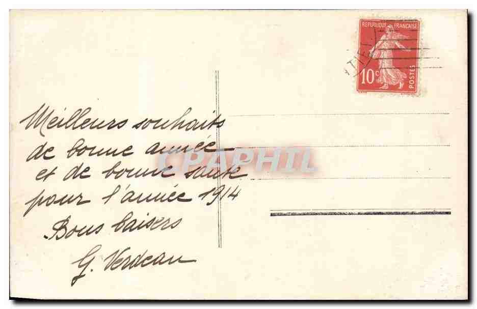 CPA Fantaisie Fleurs Bonne annee Santon — Verso