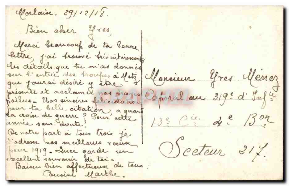 Femme en fourrure tenant un bouquet — Bonne Année — Dix Paris 2160 — Verso