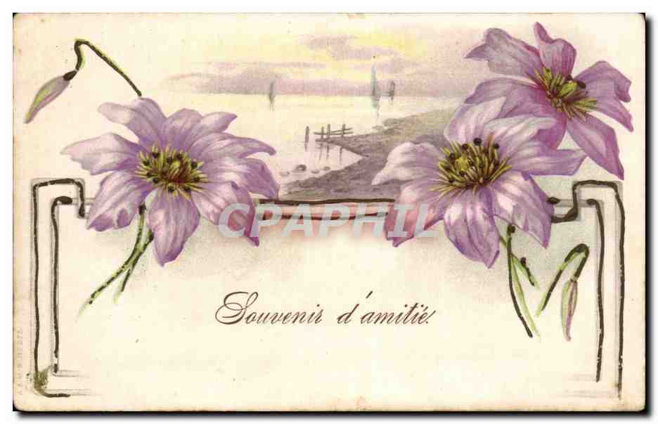 CPA Fantaisie Fleurs Souvenir d'amitie
