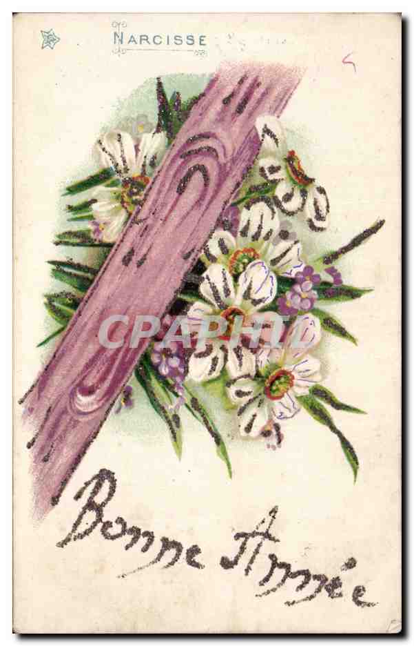 CPA Fantaisie Fleurs Narcisse Bonne annee