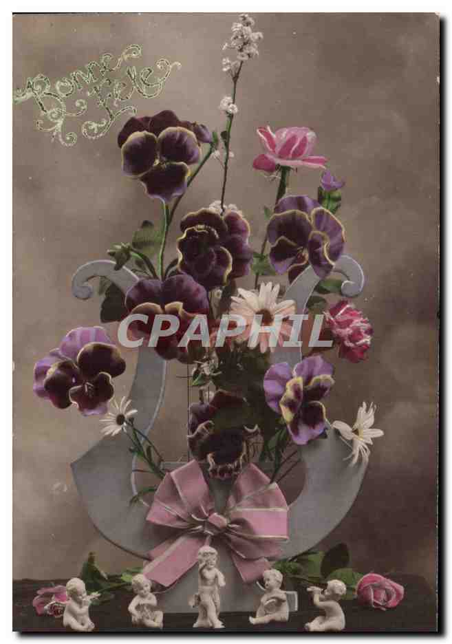 CPA Fantaisie Fleurs Santon Bonne fete 