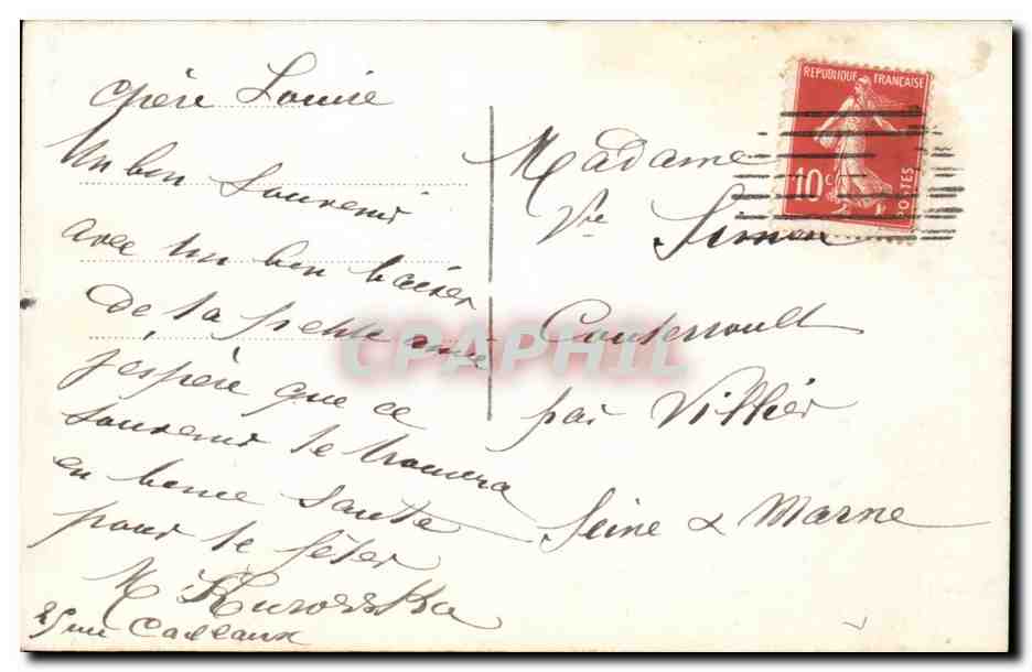 CPA Fantaisie Fleurs Santon Bonne fete  — Verso