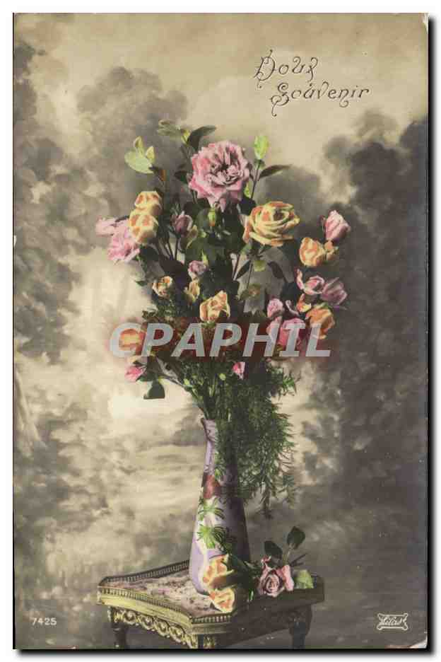 CPA Fantaisie Fleurs Doux souvenir