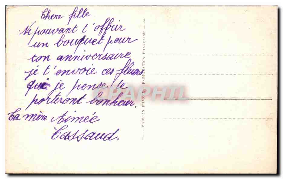 CPA Fantaisie Fleur Rose Anniversaire — Verso
