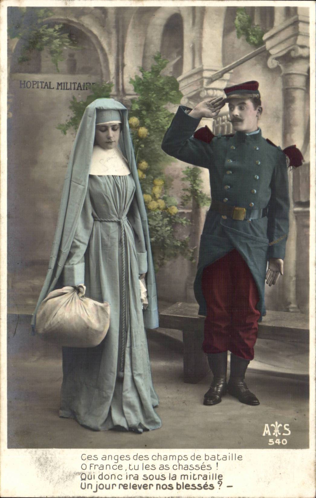 CPA Fantaisie Femme militaire Militaria Hopital