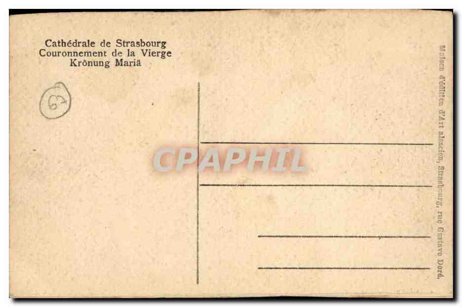 Strasbourg CPA cathedrale Couronnement de la vierge — Verso